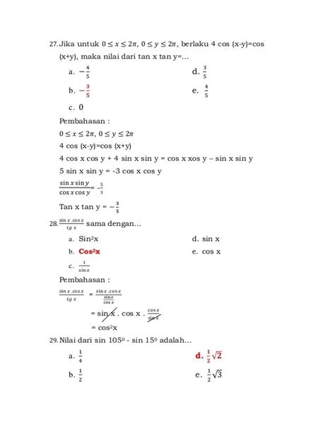 √ Contoh Soal Trigonometri Kelas 11 Brainly Wanjay