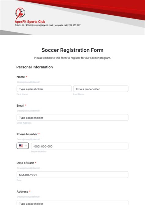 Free Soccer Registration Form Template Edit Online And Download