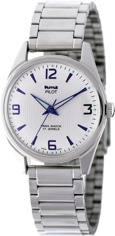 Hmt Pilot White Dial Para Shock Jewels Mechanical Hand Winding Watch