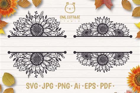 Sunflower Border Svg Flower Monogram Cut File Split Monogram Sunflower Images And Photos Finder