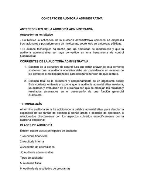 Auditoria Administrativa Conceptos De La Auditoria Administrativa Hot