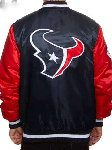 Houston Texans Red And Navy Satin Jacket Rockstar Jacket