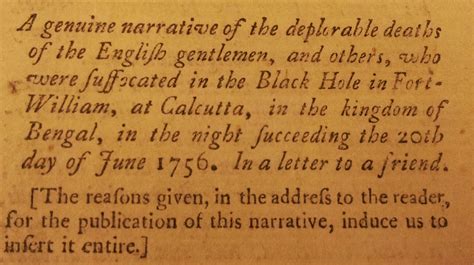 Colonial Papers: The Black Hole of Calcutta - June 20th, 1756