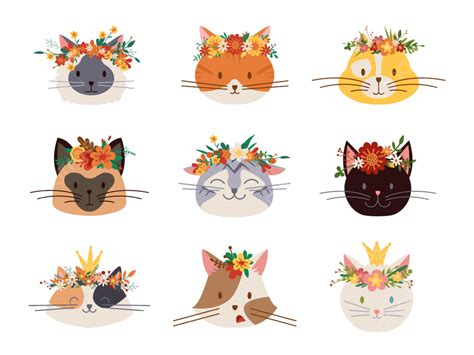 Flower Crown Vector Hd Images, Cat In Flower Crown, Pet, Blossom ...