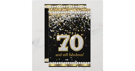 Fabulous 70 Gold Silver Streamers 70th Party Invitation Zazzle