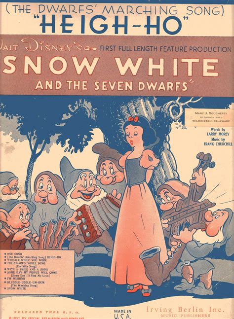 Sheet Music Heigh Ho From Snow White And The Seven Dwarfs 1938