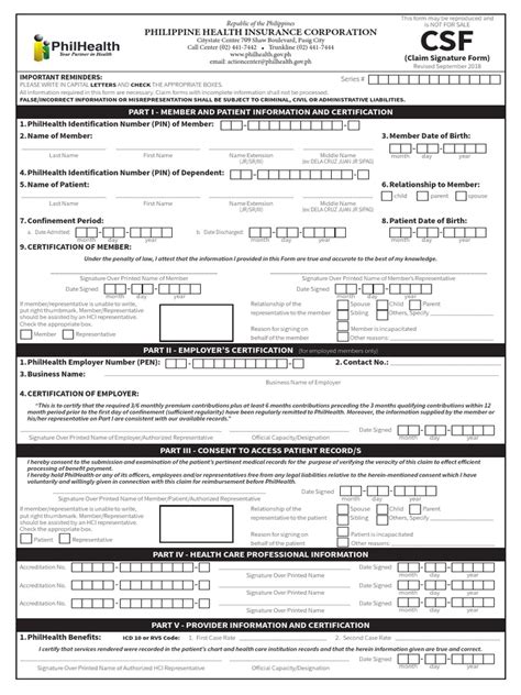 Philhealth Claim Signature Form Pdf Consent Employment