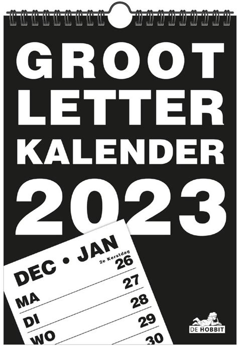 Hobbit Grootletter Kalender Zwart Spiraalgebonden Week