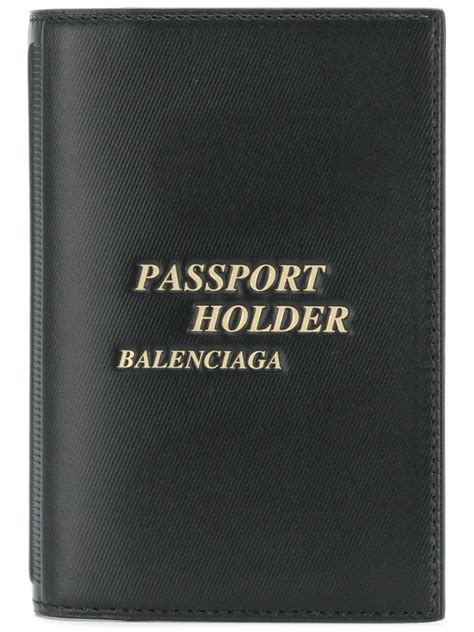 Balenciaga Black Leather Passport Holder