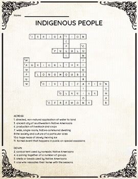 U S History Indigenous People Crossword Puzzle By Printnplay Pavilion