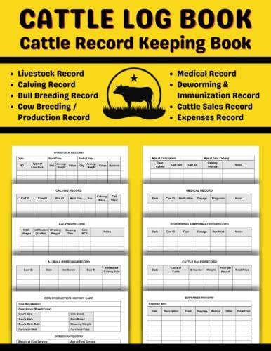 Cattle Log Book Cattle Record Keeping Book Record Your Farms