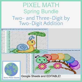 Pixel Art Math Spring Bundle Two And Three Digit By Two Digit Addition