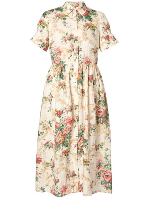 Erdem Floral Print Linen Shirt Dress Farfetch