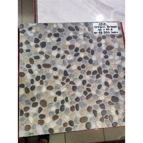 Jual Keramik Lantai Motif Batu Asia Oregon Brown X Kw Shopee