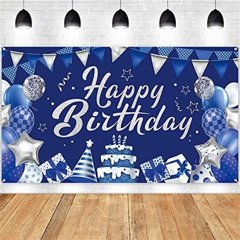 Watinc Navy Blue Happy Birthday Backdrop Banner Xtralarge