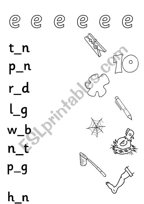 Phonics Cvc Medial Vowel E Esl Worksheet By Alishen