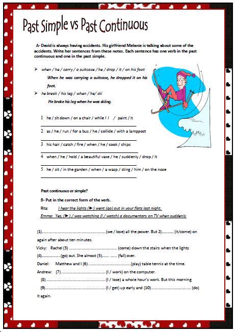 Past Simple Vs Past Continuous Worksheet Printable Templates Free