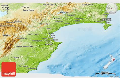 Physical Panoramic Map Of Hawkes Bay