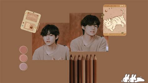 Brown Aesthetic Taehyung Desktop Wallpaper Bts Laptop Wallpaper Bts