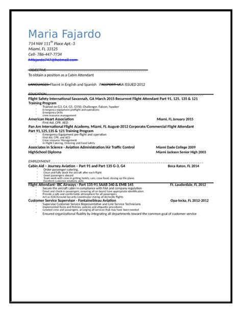 Simple Resume Format For Flight Attendant Basic Flight Attendant Resume