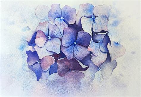 Hydrangea Watercolor Painting Painting by Tatiana Repesciuc | Saatchi Art