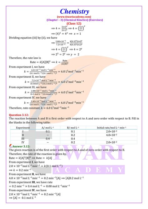 Ncert Solutions For Class 12 Chemistry Chapter 3 Chemical Kinetics