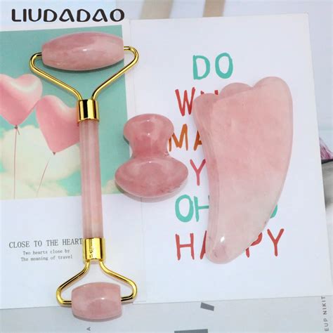 Buy Rose Quartz Facial Massager Set Natural Stone Beauty Health Face Rollers