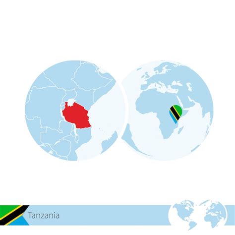 Tanzânia no globo do mundo bandeira e mapa regional da Tanzânia