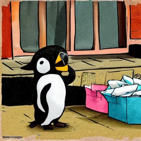 Pengu Trying To Sell Stuff On The Street In The Style Stable