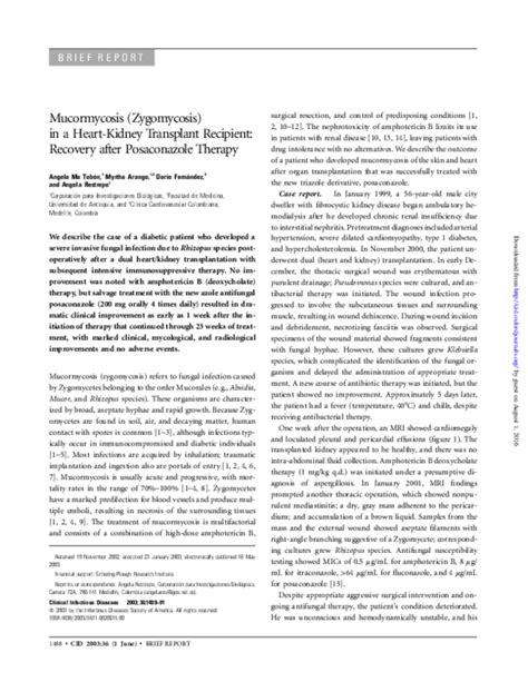 (PDF) Mucormycosis (Zygomycosis) in a Heart-Kidney Transplant Recipient ...