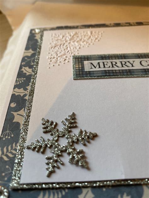 Simple Elegant Handmade Christmas Card With Silver Glitter Etsy