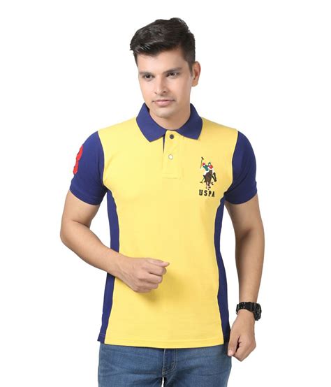 USPA Yellow and Blue Polo Neck Half sleeves T-shirt - Buy USPA Yellow ...