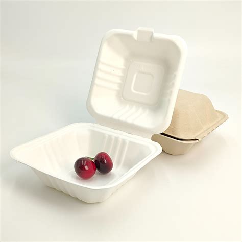 Sugarcane Biodegradable Takeaway Lunch Box Bagasse Restaurant Clamshell