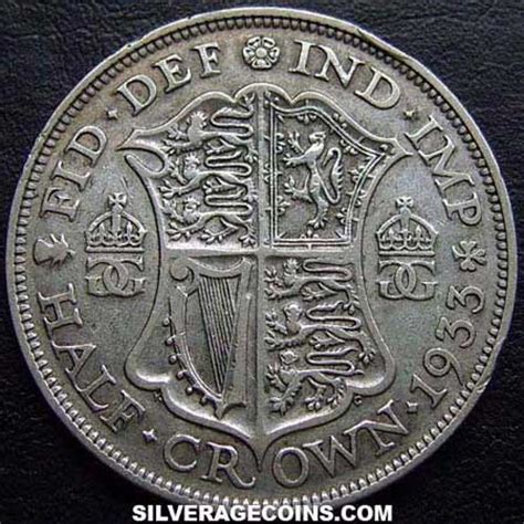 1933 George V British Silver Half Crown Silveragecoins