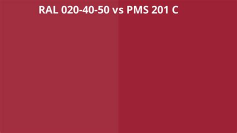 Ral 020 40 50 Vs Pms 201 C Ral Colour Chart Uk