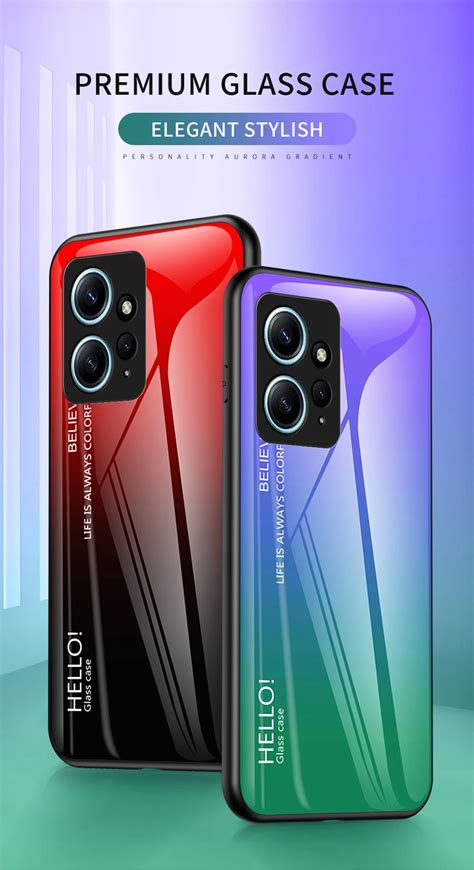 Чехол для Redmi Note 12 4G, закаленное стекло, градиентная задняя ...