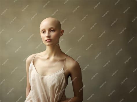 Premium Ai Image Portrait Of Caucasian Bald Girl Alopecia And Cancer