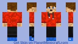 Red Hoodie - Brown Hair Minecraft Skin