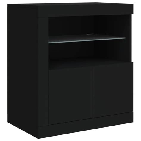 Akozon Buffet avec lumières LED noir 60 5x37x67 cm 7891463635037