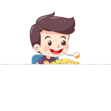 Comendo Menino Clipart Na Mesa Comendo Ilustração Vetorial De Cereal