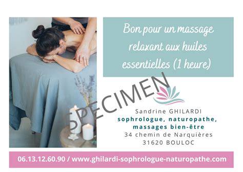 Carte Cadeau Massage Relaxant Aux Huiles Essentielles 1h Sandrine