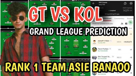 Grand League Gt Vs Kol Dream Prediction Ipl Dream Team