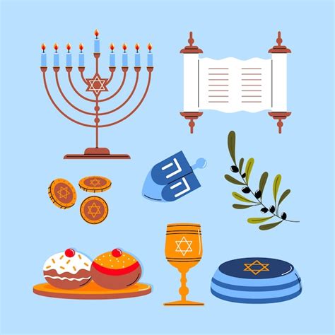 Free Vector Flat Design Elements Collection For Jewish Hanukkah