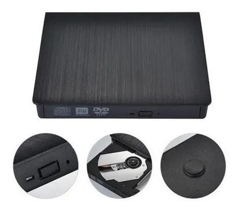 Gravador E Leitor Dvd Cd Externo Usb Slim Preto Frete Gr Tis