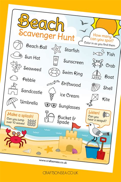 Printable Beach Scavenger Hunt Ideas