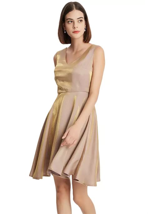 Buy Sunnydaysweety V Neck Color Changing Glazed Satin Evening Party One