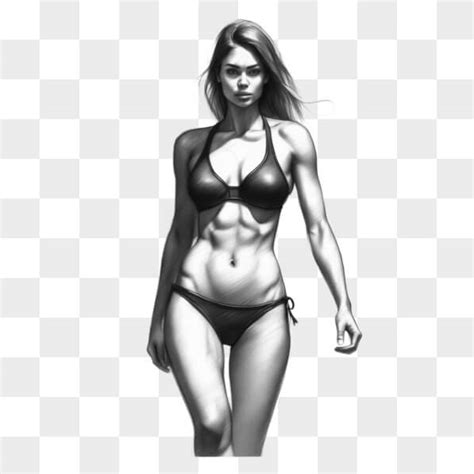 Descarga Ilustración estilizada de una mujer en un bikini Bocetos En Línea Creative Fabrica