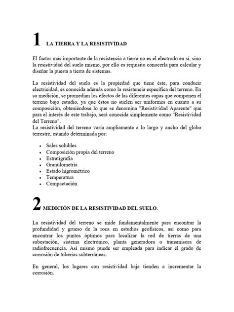 La Tierra Y La Resistividad Pdf Corriente Eléctrica Resistividad