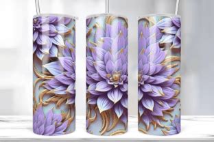 D Flowers Lavender Color Tumbler Wrap Graphic By Marshall Designs