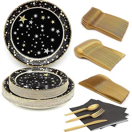 Amazon Conrady Pcs Gold Star Disposable Party Dinnerware Set